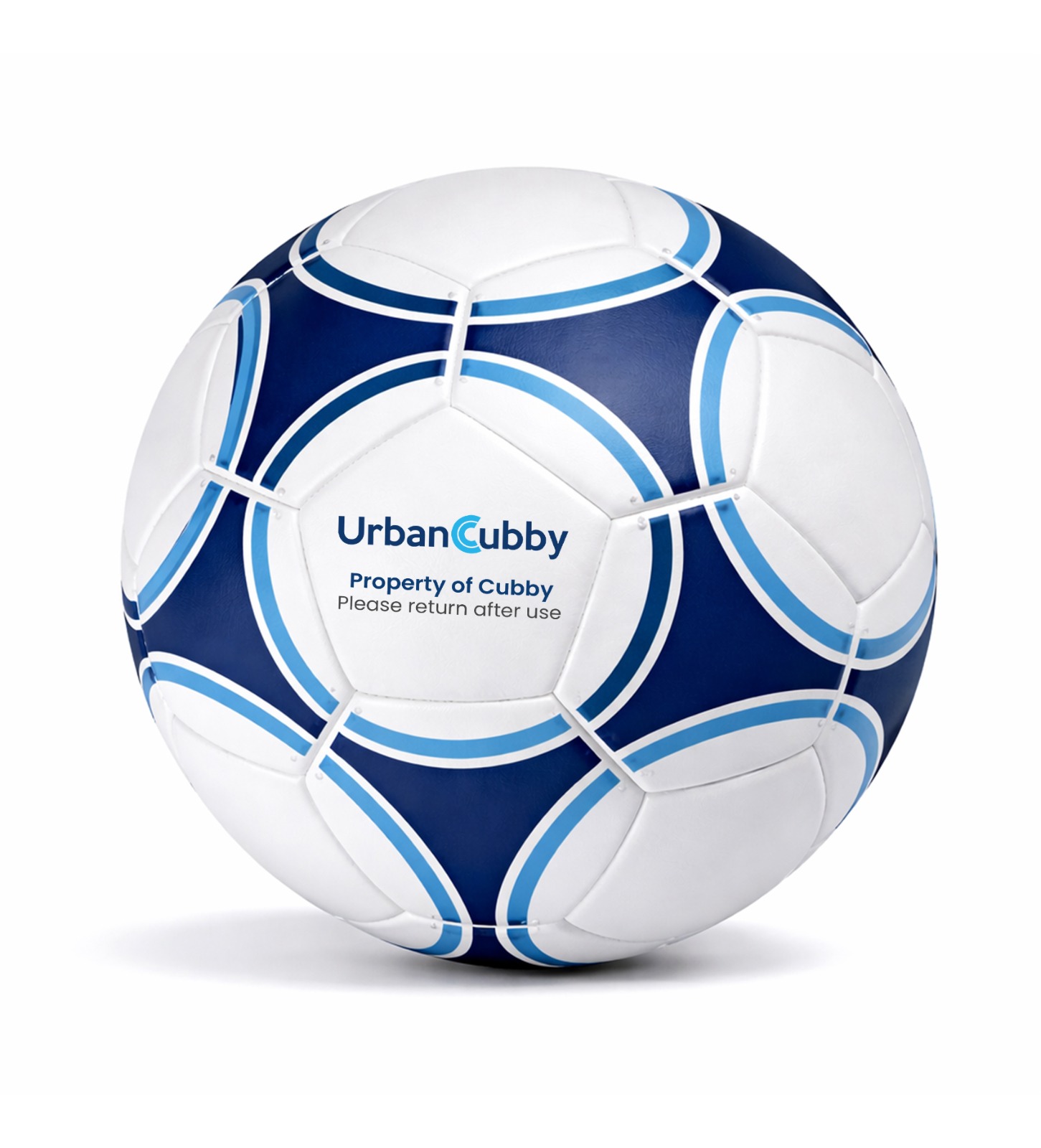 UrbanCubby-branded football with the inscription Property of Cubby — please return after use